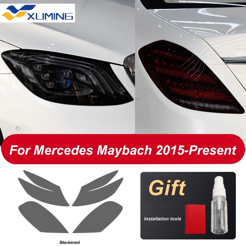 Xm-ไฟหน้ารถป้องกันฟิล์มไฟท้ายโปร่งใสสีดําtpuสติกเกอร์สําหรับmercedes Benz Maybach S Class W222 S500 