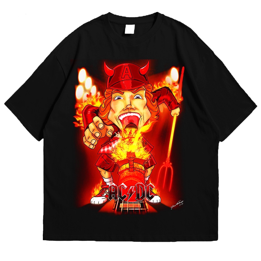 มีหลายสี เสื้อยืด พิมพ์ลาย Acdc Official Merch สําหรับผู้ชาย | เสื้อยืด พิมพ์ลายวง Aa999