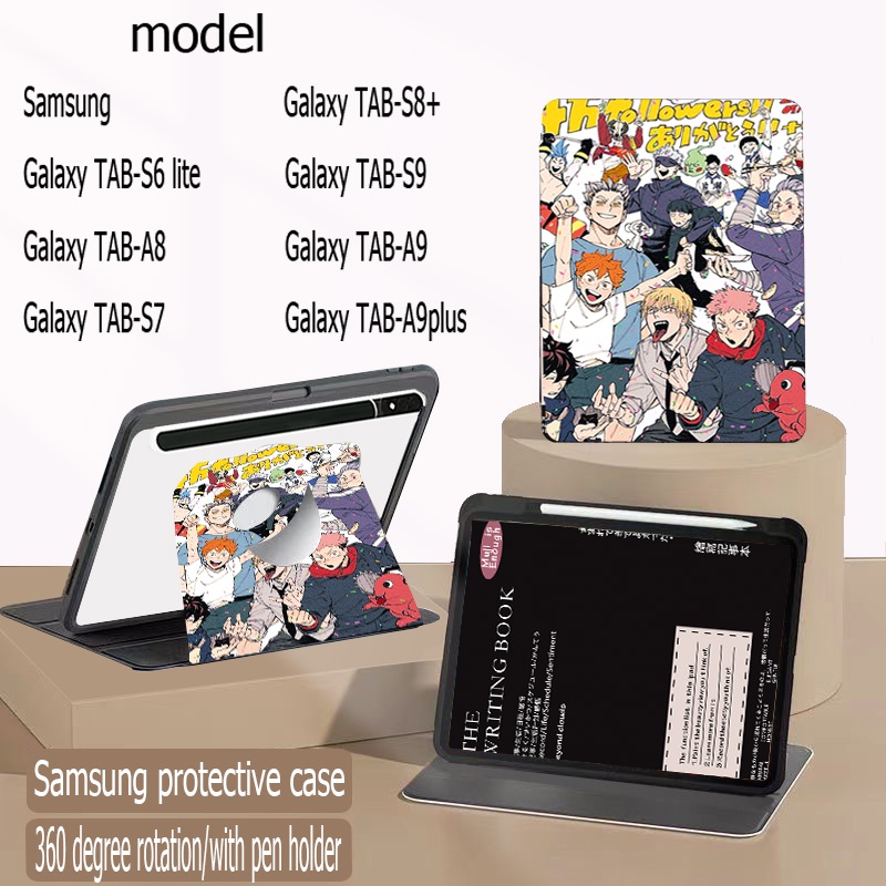 [พร้อมส่ง] ฝาครอบป้องกัน Samsung หมุน 360 องศา Tab case S6 lite A8 S7/S8/S9 S7+/S8+ A9/A9plus มีช่องเสียบปากกา