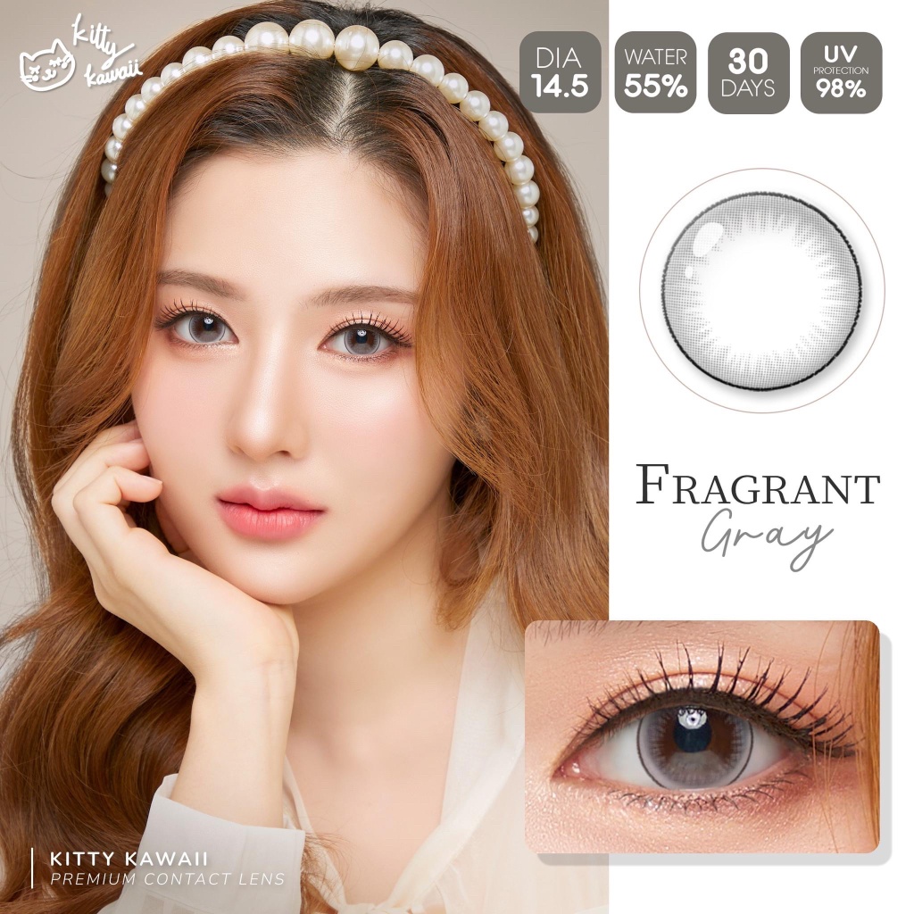 คอนแทคเลนส์(บิ๊กอาย) Fragrant Brown / Gray (Kitty Kawaii) ลายฮิต ขายดีมาก กรองแสงกันยูวี