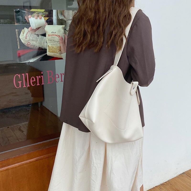 Town Shell - Casual Aesthetic Leather Jumbo Korean Tote Bag / Aesthetic Korean Leather Bag / Premium