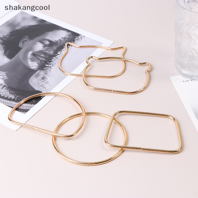 Shakangcool อะไหล่หูหิ้วกระเป๋าถือ ทรงกลม ลายหัวแมว ทรงสี่เหลี่ยม แบบพกพา DIY สําหรับกระเป๋าเดินทาง กระเป๋าถือ 1 ชิ้น SGL