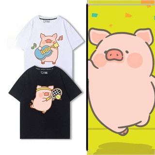 🚀พร้อมส่งจากกรุงเทพ🚀เสื้อยืดคอตตอนพิมพ์ลายการ์ตูนหมูน้อยแขนส…