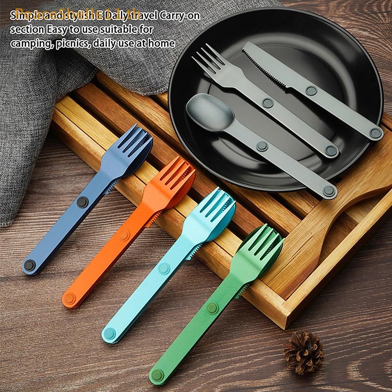 Peaceshells 3PCS Camping เครื่องครัวชุดเชื่อมต่อแม่เหล็กมีดส้อมช้อน Flatware แบบพกพา Camping ช้อนส้อม Travel Carry ชุดอะไหล่ TH