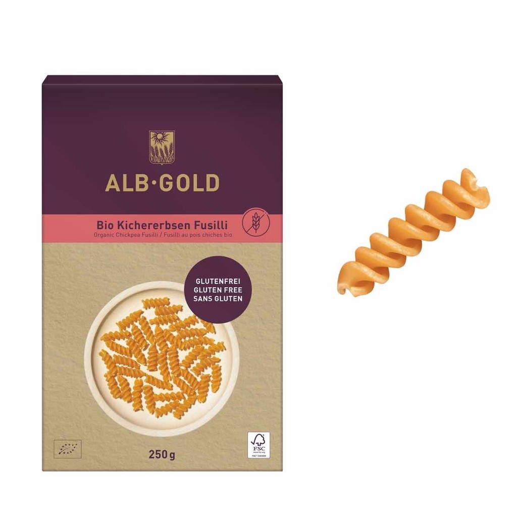 ALB-GOLD Organic Gluten Free Chickpea Fusilli | ฟูซิลลี่ถั่วชิกพีออร์แกนิก ปราศจากกลูเตน