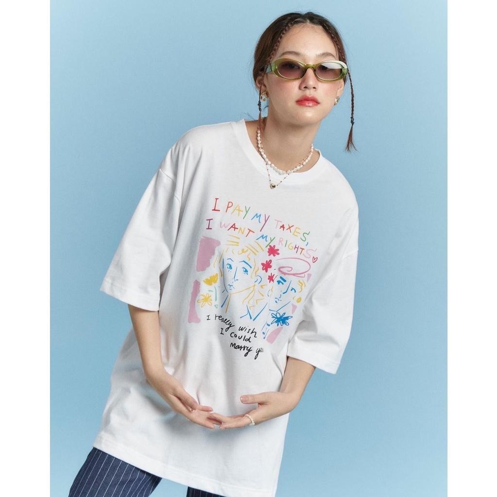 (จัดส่งตลอด 24 ชั่วโมง)เสื้อยืด Oversize ลาย ‘I Pay My Taxes’ สไตล์เกาหลี วินเทจ น่ารัก ใส่สบาย COTT