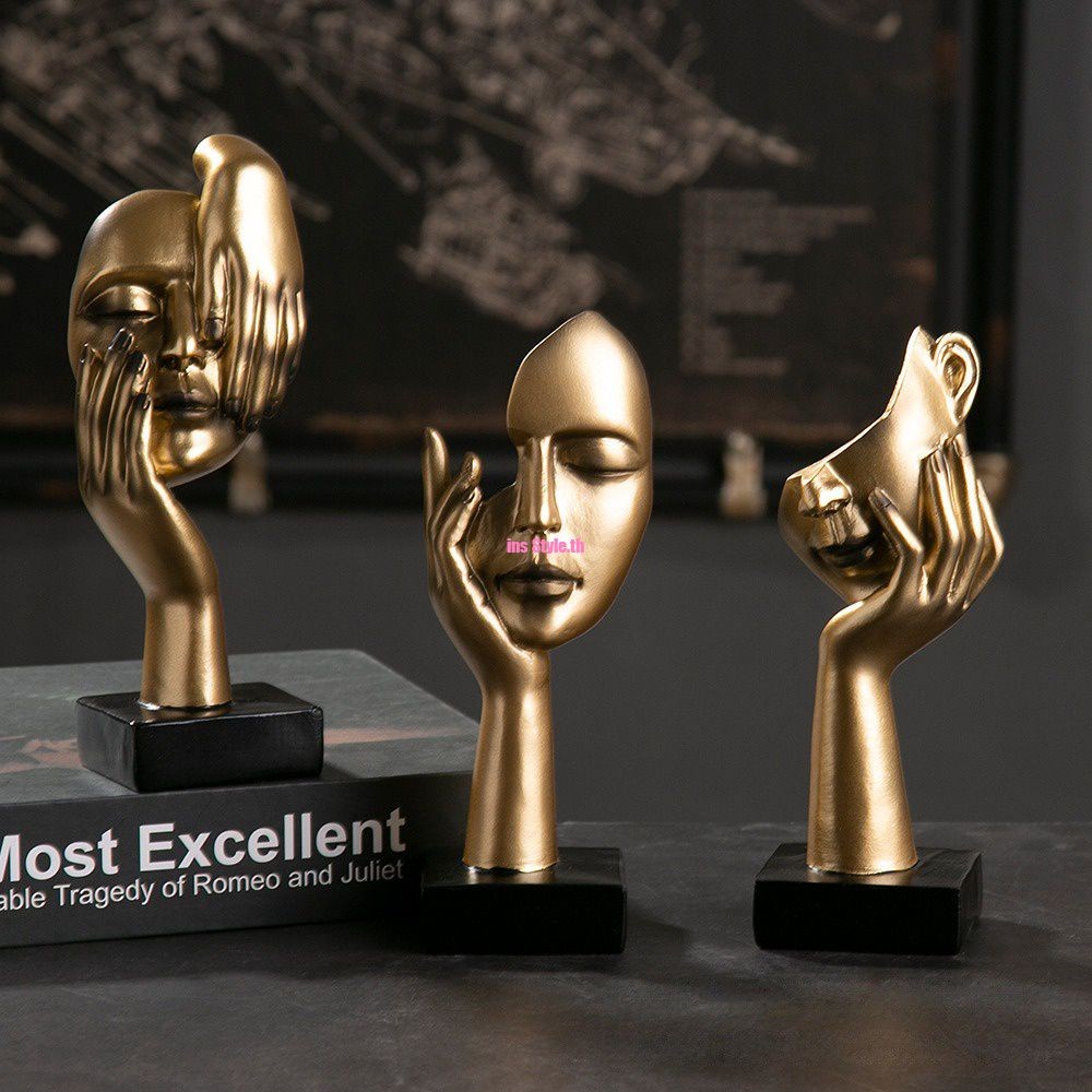 ของตกแต่งบ้าน รูปปั้นเรซินนามธรรม สไตล์นอร์ดิก หรูหรา น้ำหนักเบา การแสดงออกถึงใบหน้า ประติมากรรม ของขวัญ ของประดับตกแต่งโต๊ะทำงาน Thames InsStylee