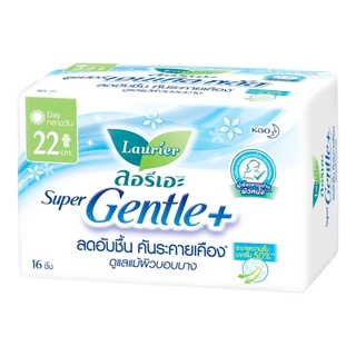 Laurier ลอริเอะ ผ้าอนามัย ซูเปอร์ เจนเทิล พลัส 22 ซม. มีปีก 16 ชิ้น