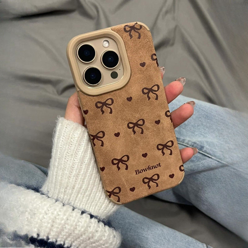 Insสไตล์bowknotหัวใจเคสโทรศัพท์สําหรับvivo V50 V40 V30 Pro V29 V27 V25 Y300 X200 Pro Mini X100 X90 X80 iQOO 13 Neo 10 Pro Maillardสไตล์หนังนิ่มปลอกหนังกันกระแทกปกอ่อน
