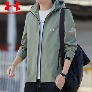 UNDER ARMOUR เสื้อแจ็กเก็ต มีฮู้ด ลาย Gangster Armour แฟชั่นฤดูใบไม้ผลิ และฤดูใบไม้ร่วง สไตล์อเมริกัน สําหรับผู้ชาย 2023 [M-5XL]