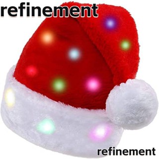 Refinement หมวกซานตาคลอส คริสต์มาส มีไฟ LED สําหรับตกแต่งบ้าน