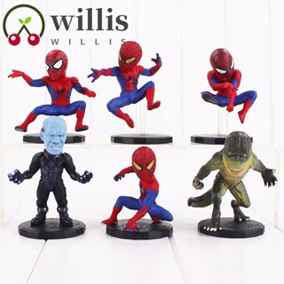 Willis โมเดลฟิกเกอร์ Avengers Pvc รูปการ์ตูน Spider Man 6 ชิ้น/ชุดสําหรับเด็ก