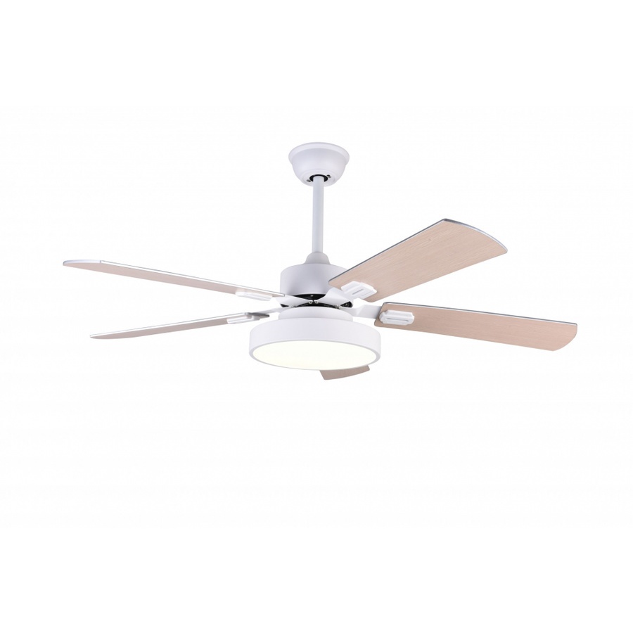 Shopping Idea-EILON โคมไฟพัดลมเพดาน LED 2x24W 5 ใบพัด 48" มีรีโมท ปรับได้ 3 แสง รุ่น ZW-0023 สีขาว ฮ