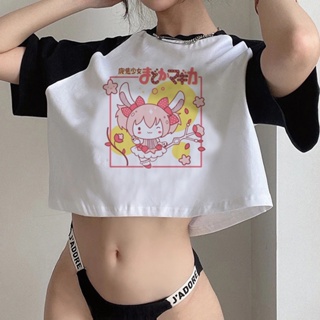 Madoka Magica 2000s yk2 เสื้อครอปท็อป สไตล์วินเทจ ฮาราจูกุ สําหรับผู้หญิง