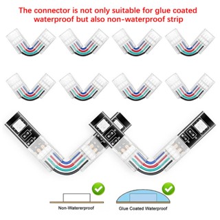 ตัวเชื่อมต่อสายไฟ LED RGB 4Pin 20 ชิ้น 40 ชิ้น 50 ชิ้น พร้อมสายเคเบิล 4 Pin มุมขวา 10 มม. ปรับได้ รูปตัว H สําหรับสายไฟ LED RGB 3528 5050 SMD