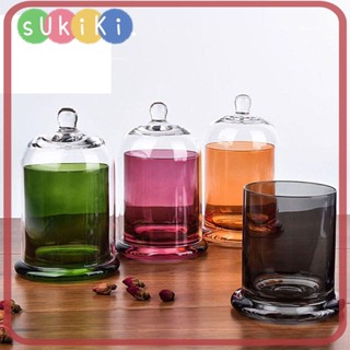 Sukiki โหลแก้วเก็บเทียน กันฝุ่น 8 สี สําหรับตกแต่งบ้าน ห้องนอน DIY