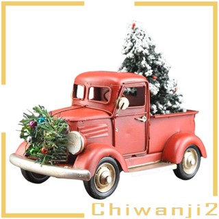 [Chiwanji2] รถปิ๊กอัพโลหะ สีแดง สไตล์เรโทรคลาสสิก สําหรับบ้านฟาร์ม รถบรรทุก คริสต์มาส