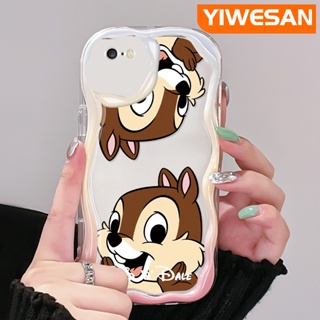 สําหรับ iPhone 6 6 Plus 6s 6s Plus 7 Plus 8 Plus SE 2020 เคสการ์ตูนน่ารัก ชิป เนื้อครีม ขอบคลื่น เคสโทรศัพท์ ใส กันกระแทก ซิลิโคนนิ่ม