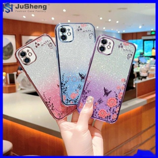 Jusheng เคสโทรศัพท์มือถือ ลายผีเสื้อกระพริบ สําหรับ iPhone 11 12 MMHY