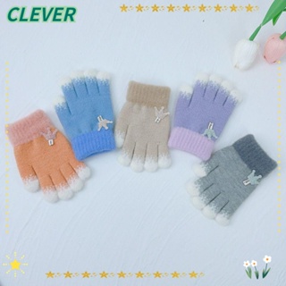 Clever ถุงมือถักนิตติ้ง แบบหนา ลายการ์ตูน ไร้นิ้ว แฟชั่นฤดูหนาว สําหรับเด็ก