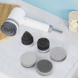 Handheld Rechargeable Electric Spin Scrubber Power Brush Shower Bathroom Scrubber with 6 Replaceable Cleaning Brush Head