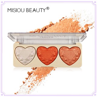 Misiou Beauty พาเลทบลัชออน ไฮไลท์ คอนทัวร์ เนื้อชิมเมอร์ 3 สี สําหรับผู้หญิง