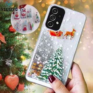 เคสโทรศัพท์มือถือ ซิลิโคน มีทรายไหล แต่งกลิตเตอร์ ลายคริสต์มาส สําหรับ Samsung Galaxy A72 A52 A52S 5G A42 A32 A22 A12 4G