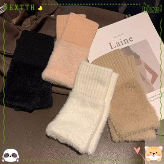 Nextth ถุงมือ ผ้าขนแกะถัก กันลม แบบหนา ไร้นิ้ว แฟชั่น สําหรับผู้หญิง เล่นกีฬา กลางแจ้ง