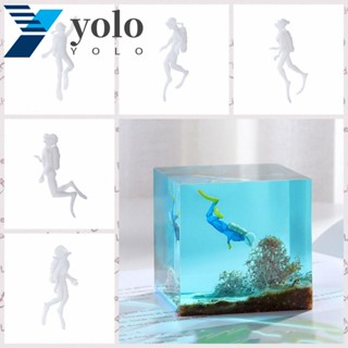 Yolo โมเดลฟิกเกอร์นักดําน้ํา 3D พลาสติก สีขาว สําหรับตกแต่งตู้ปลา