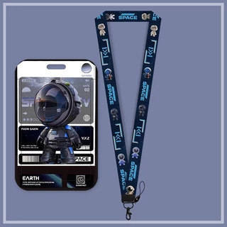 กระเป๋าใส่นามบัตร ลายการ์ตูนนักบินอวกาศน่ารัก พร้อมสายคล้อง