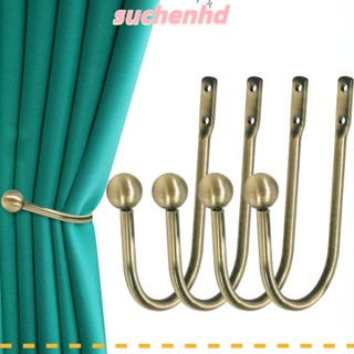 Suchenhd ตะขอผ้าม่าน โลหะผสมอลูมิเนียม รูปตัว U สีทอง 5.92 นิ้ว สําหรับตกแต่งห้อง 4 ชิ้น