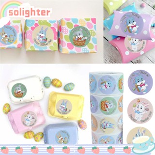 SOLIGHTER สติกเกอร์ ลาย Happy Easter มีกาวในตัว สําหรับตกแต่งบรรจุภัณฑ์อาหาร DIY 500 ชิ้น