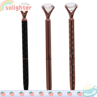 Solighter ปากกาลูกลื่น โลหะ ลายจุด 3 ชิ้น สีโรสโกลด์ สําหรับบ้าน สํานักงาน