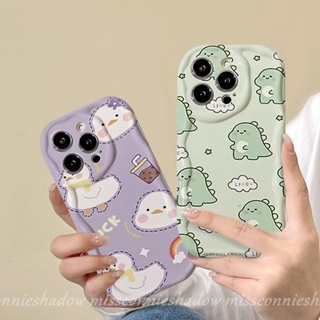 เคสโทรศัพท์มือถือแบบนิ่ม กันกระแทก ลายการ์ตูนไดโนเสาร์ เป็ดน้อยน่ารัก 3D ขอบโค้ง สําหรับ IPhone XR 6 8 7 6S Plus 13 7Plus 11 14 12 Pro MAX X XS MAX SE 2020