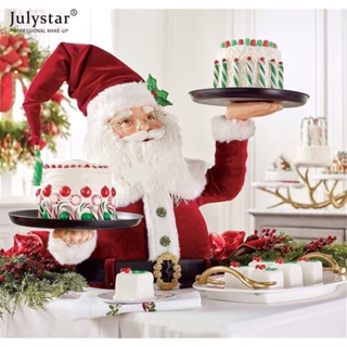 JULYSTAR ตกแต่งคริสต์มาส Snowman ตกแต่งโต๊ะรับประทานอาหารตกแต่งขนมขบเคี้ยวผลไม้ถาดตกแต่งรูปปั้นเรซิ่นคริสต์มาส Snowman Snack Rack