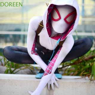 Doreen ชุดจั๊มสูท พร้อมฮู้ด ลายการ์ตูนอนิเมะ Gwen Stacy Spiderman เครื่องแต่งกายคอสเพลย์ สําหรับผู้หญิง