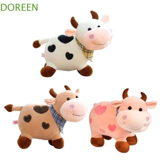 Doreen ตุ๊กตาวัว ผ้าฝ้าย แบบนิ่ม ลายการ์ตูนวัวยิ้มน่ารัก สําหรับเด็กผู้หญิง