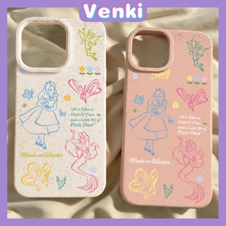 VENKI - เข้ากันได้สำหรับ เคสไอโฟน เคสไอโฟน11 เคส iphone 11กรณีเป็นมิตรกับสิ่งแวดล้อมย่อยสลายได้สีขาวสีชมพูกรณีกันกระแทกเจ้าหญิงรักผีเสื้อสีชมพูเข้ากันได้กับ iPhone 14 PRO MAX 13 PRO MAX 12 11Pro MAX XR XS 7