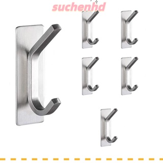 Suchenhd ตะขอทาวเวอร์ สเตนเลส ติดตั้งง่าย ทนทาน กันสนิม สีเงิน สําหรับห้องน้ํา 6 ชิ้น