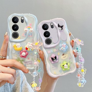 ใหม่ เคสโทรศัพท์มือถือแบบใส กันกระแทก ลายตุ๊กตา 3D พร้อมสายคล้องมือ สําหรับ Vivo V29 5G 2023 V27 5G V27e Y02t Y02 Y02A Y36 4G 5G V25 PRO V25e V29 VivoV27