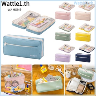 Wttle กระเป๋าดินสอ ผ้าแคนวาส สีพื้น อุปกรณ์เครื่องเขียน สําหรับโรงเรียน