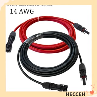 Hecceh สายเคเบิล PV พร้อมตัวเชื่อมต่อพลังงานแสงอาทิตย์ 14 AWG 6 มม.2 สีดํา และสีแดง