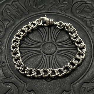 Chrome HEARTS สร้อยข้อมือเงินสเตอร์ลิง 925 ลายดอกไม้ สไตล์พังก์วินเทจ หรูหรา เครื่องประดับ สําหรับงานปาร์ตี้