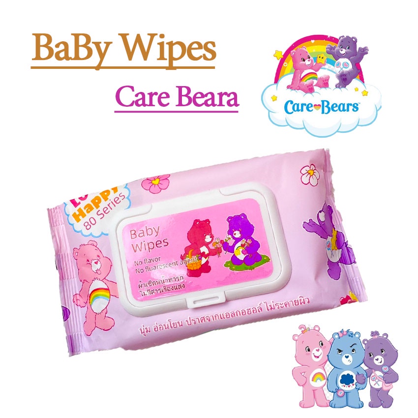 Care Bear กระดาษทิขชู่ ทิชชู่เปียก กระดาษทำความสะอาดไม่มีแอลกอฮอล์ ผลิตจากน้ำแร่บริสุทธิ์ ทารกใช้ได้