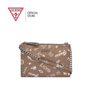 GUESS กระเป๋าสะพายผู้หญิง รุ่น FF872976 MCCLAIN MINI DBL ZIP CROSSBODY สีน้ำตาล