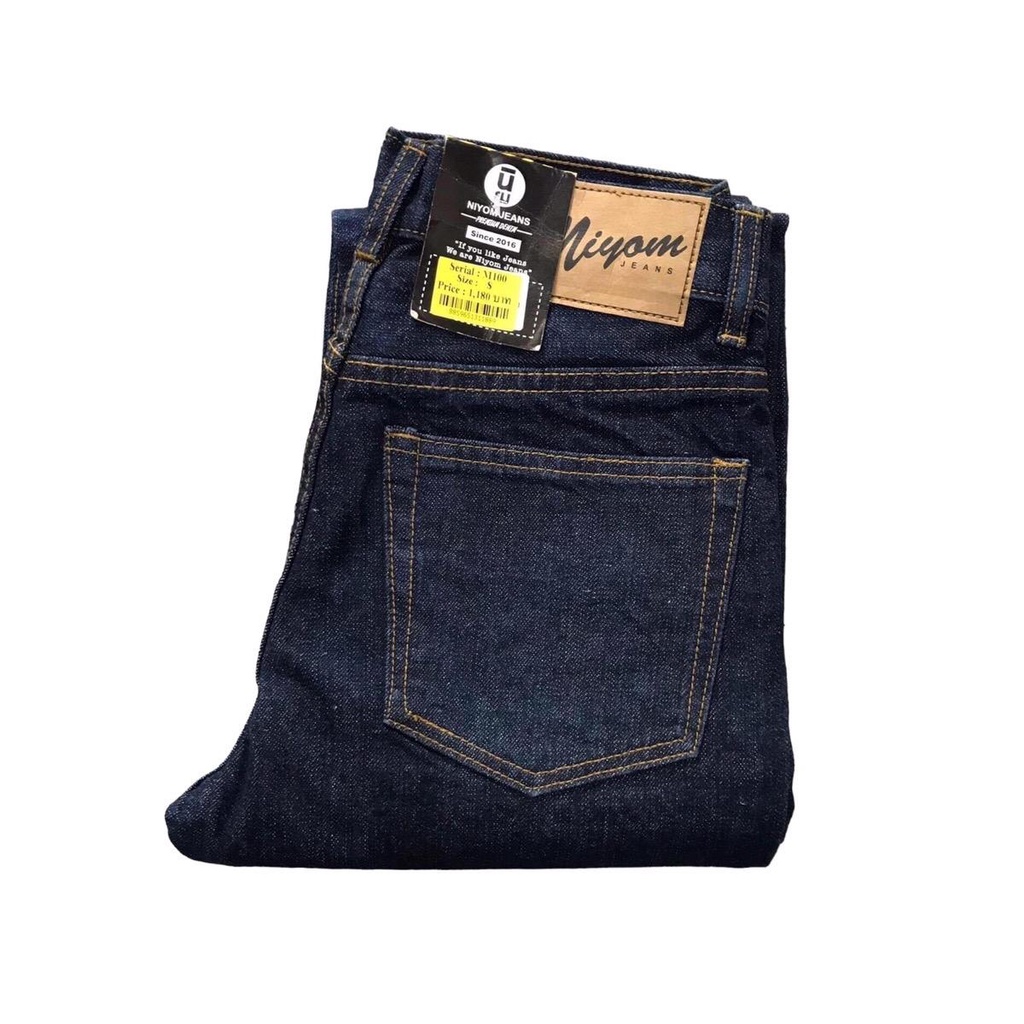 Niyom Jeans นิยมยีนส์ กางเกงขายาวผู้ชาย ขากระบอก ผ้าไม่ยืด สียีนส์ ของแท้