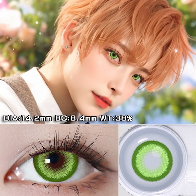 JeweLens คอนแทคเลนส์คอสเพลย์ รูปการ์ตูนอนิเมะ Hotblood Green Pupil 2 ชิ้น 1 คู่