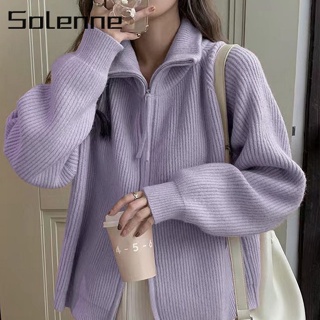 Solenne เสื้อคลุม เสื้อกันหนาว สบาย สบายๆ วินเทจ แฟชั่น WMY23903H637Z230912