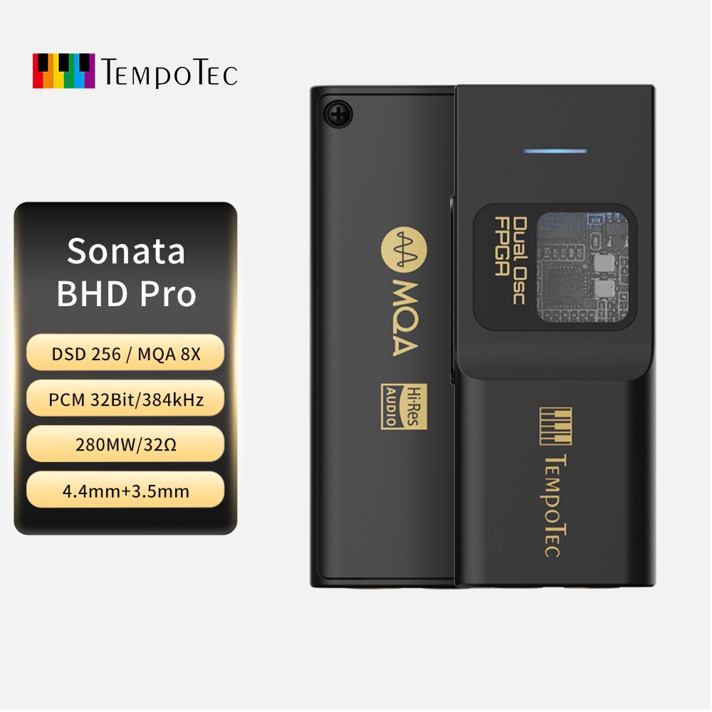 Tempotec Sonata BHD Pro เครื่องขยายเสียงหูฟัง USB C DAC 4.4 มม. และ 3.5 มม. PCM384kHz DSD256 MQA8X TIDAL สําหรับ iPhone Android MacOS WIN