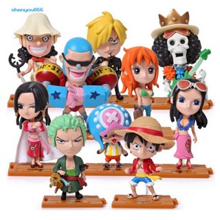 Syc- โมเดลฟิกเกอร์ One Piece Luffy สําหรับตกแต่งห้องนอน รถยนต์ 10 ชิ้น